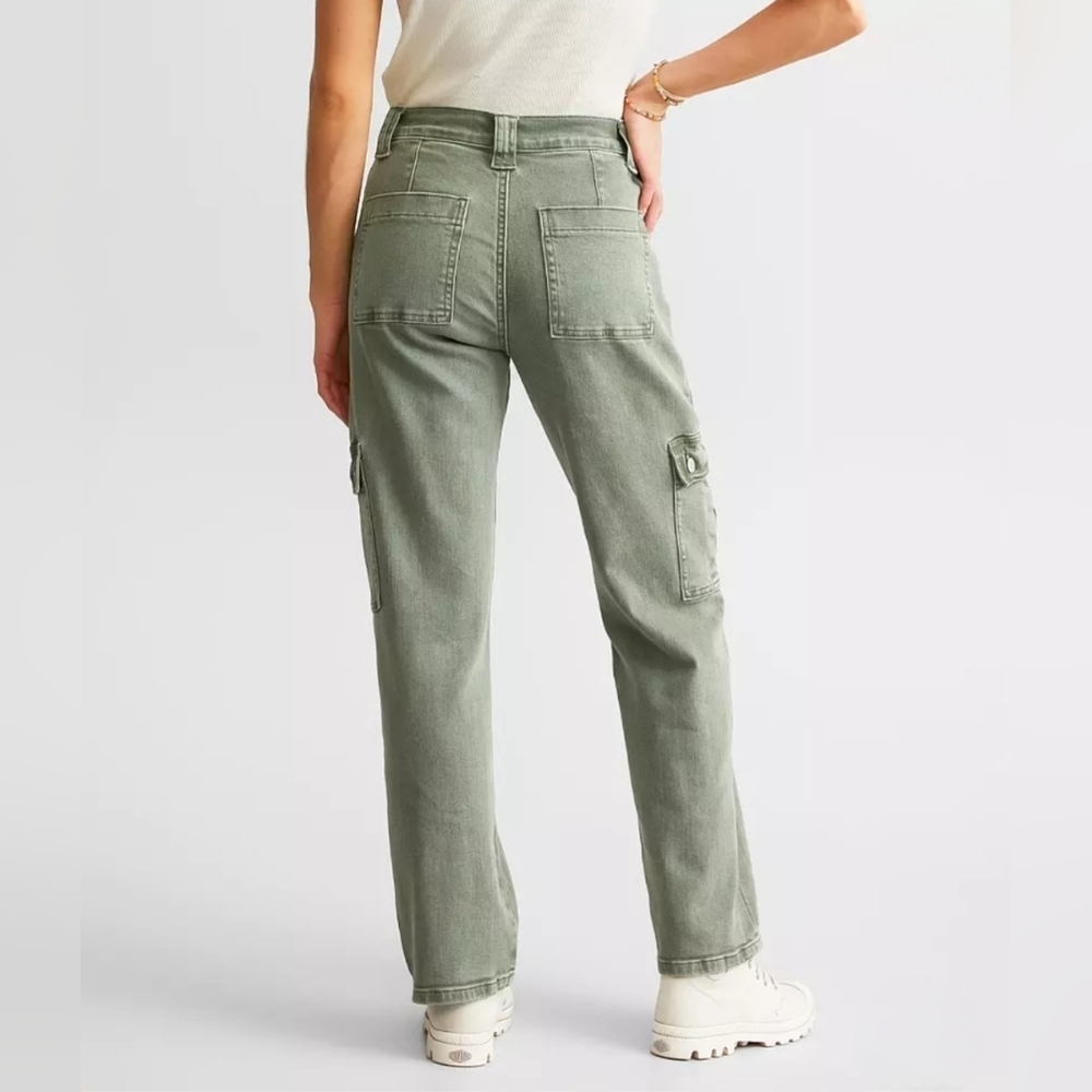 Vervet HR Straight Fit Jeans Utility Cargo Olive Dixie Patch Pocket 9/29 NEW - Picture 12 of 16